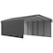 Arrow Storage Products Galvanized Steel Carport, W/ 2-Sided Enclosure, Compact Car Metal Carport Kit, 12'x24'x7', Charcoal CPHC122407ECL2 - alternate 1